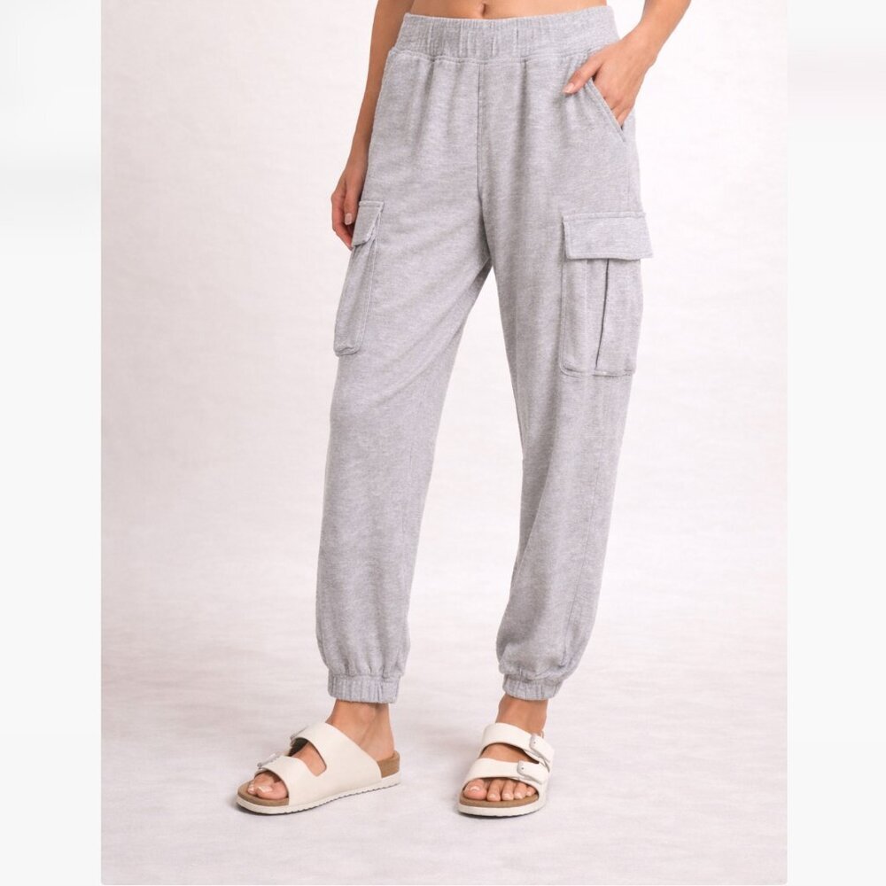 Aerie XXS Gray Waffle Knit Cargo Jogger Pants High Rise Lounge